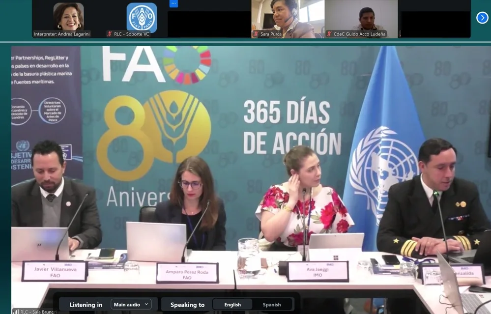 Sesión remota de la FAO con interpretación al inglés y español